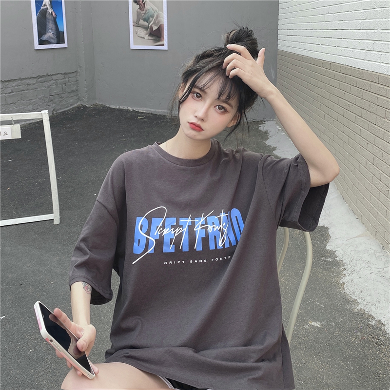 Real photo 2021 new short sleeve T-shirt women's summer loose medium length top