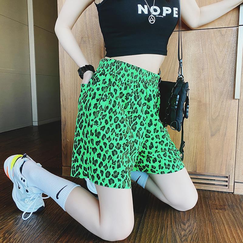 New Leopard Print Shorts women's summer loose hip hop high waist sports casual wide leg hot pants