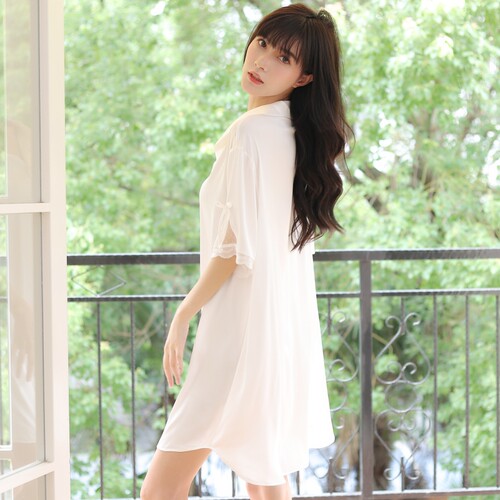 冰丝性感男友风衬衫睡裙纯欲夏季