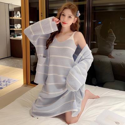 珊瑚绒睡裙女秋冬季加厚保暖