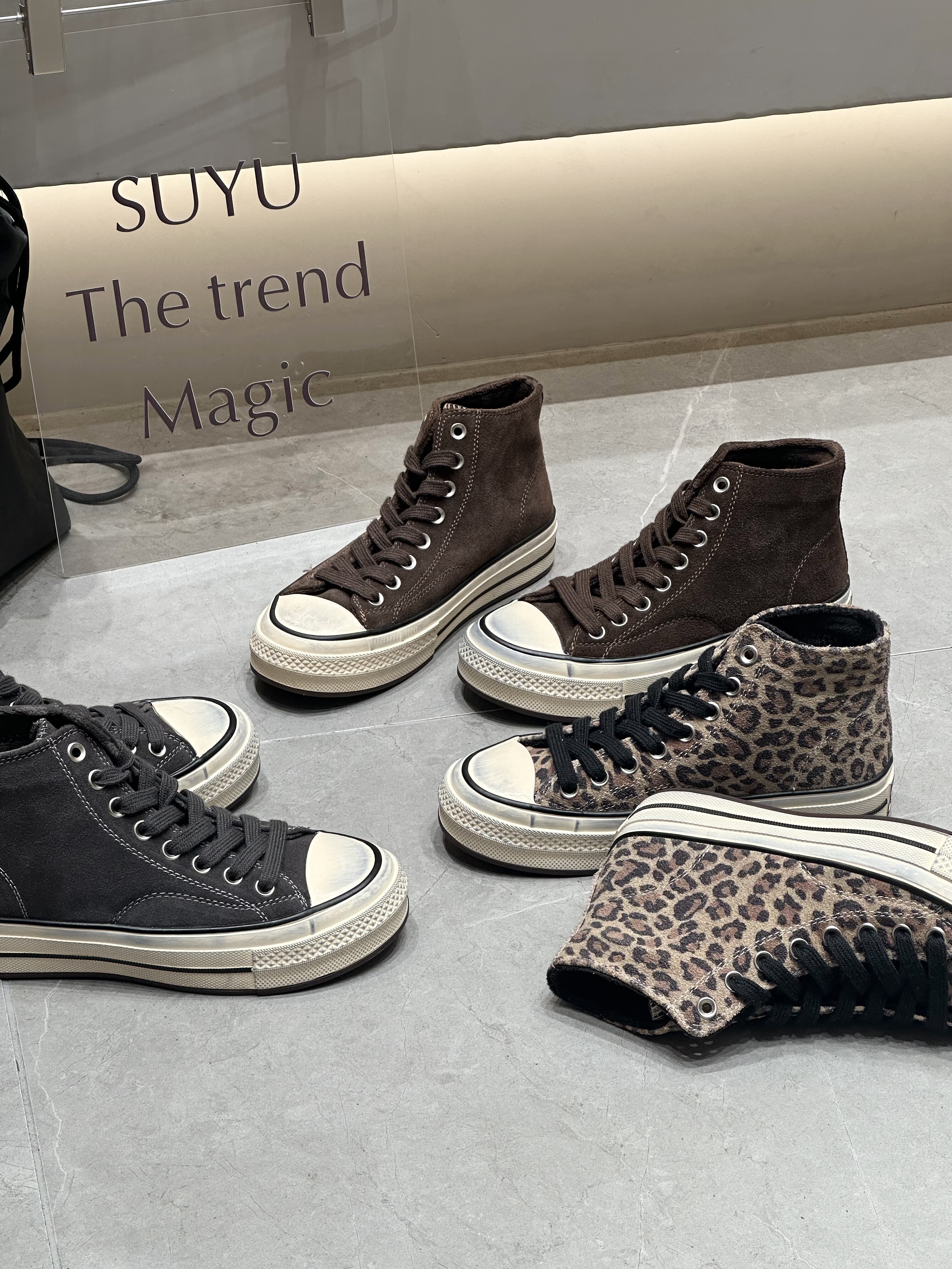 【断码无补】25秋冬磨砂皮加绒豹纹保暖高帮滑板鞋舒适休闲运动女