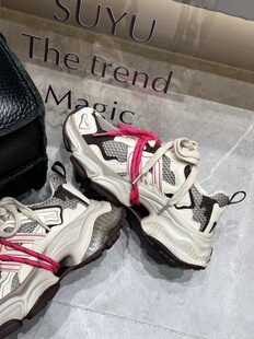 【断码无补】2025秋冬新款厚底增高老爹鞋女双鞋带加绒拼色休闲鞋