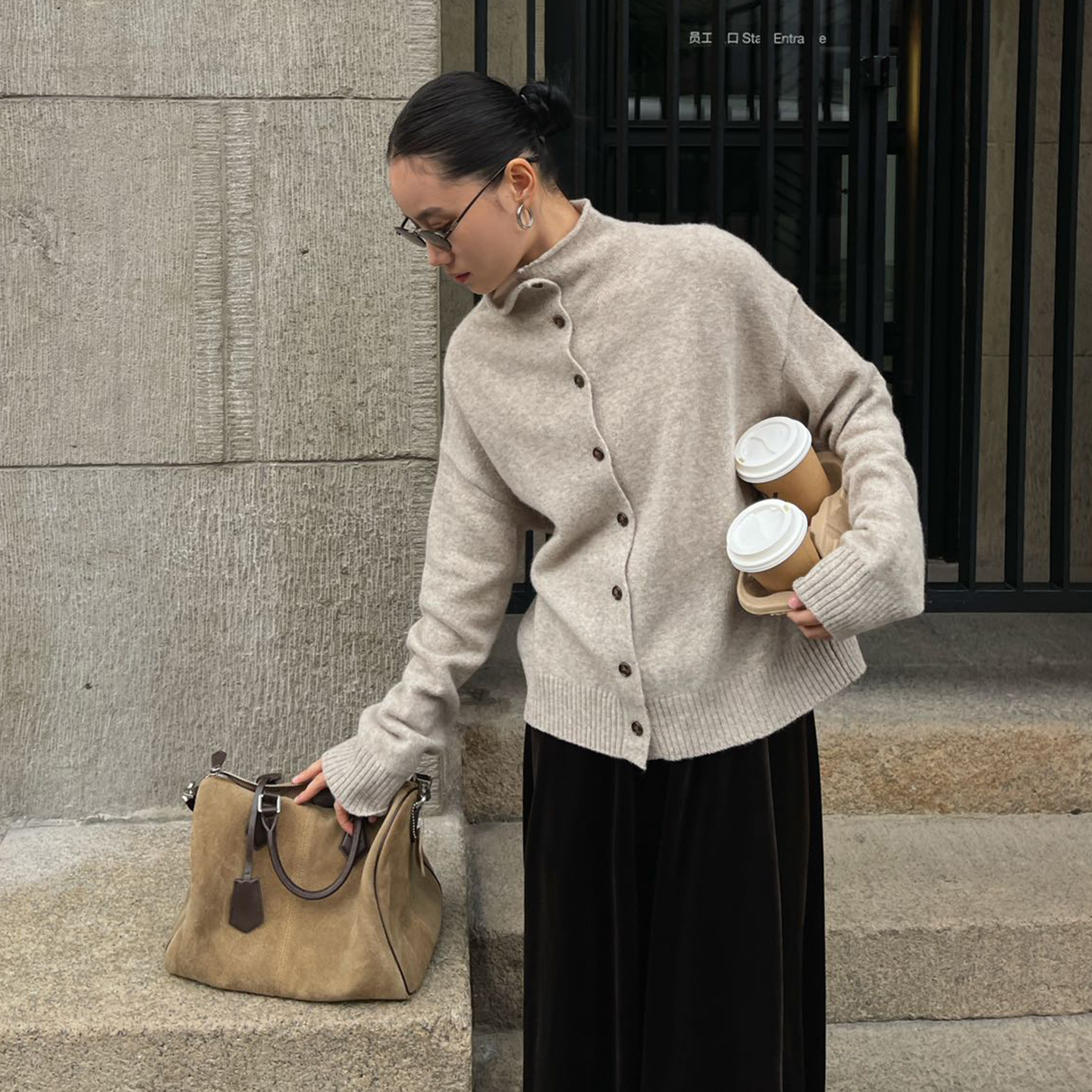 PURITYYH韩叠穿搭高级感羊毛毛衣女冬季软糯内搭外穿针织开衫外套