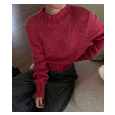 PURITY YH韩系百搭针织马海毛毛衣女高级宽松羊毛慵懒针织衫上衣