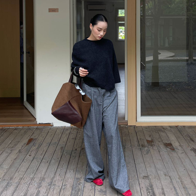 PURITY YH慵懒风休闲时尚百搭长裤羊毛显瘦气质直筒裤洋气小众裤