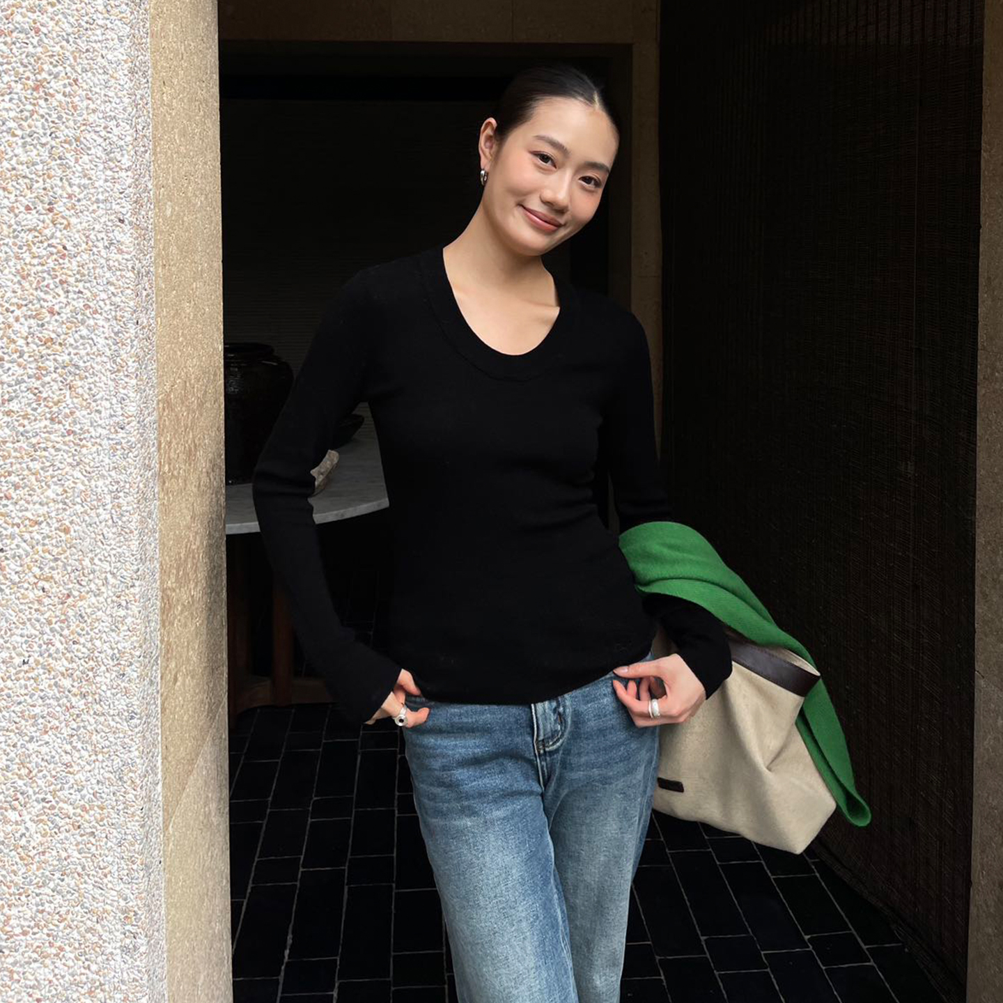 PURITYYH亲肤辣妹长袖针织衫女秋冬2025年修身显瘦打底衫内搭上衣