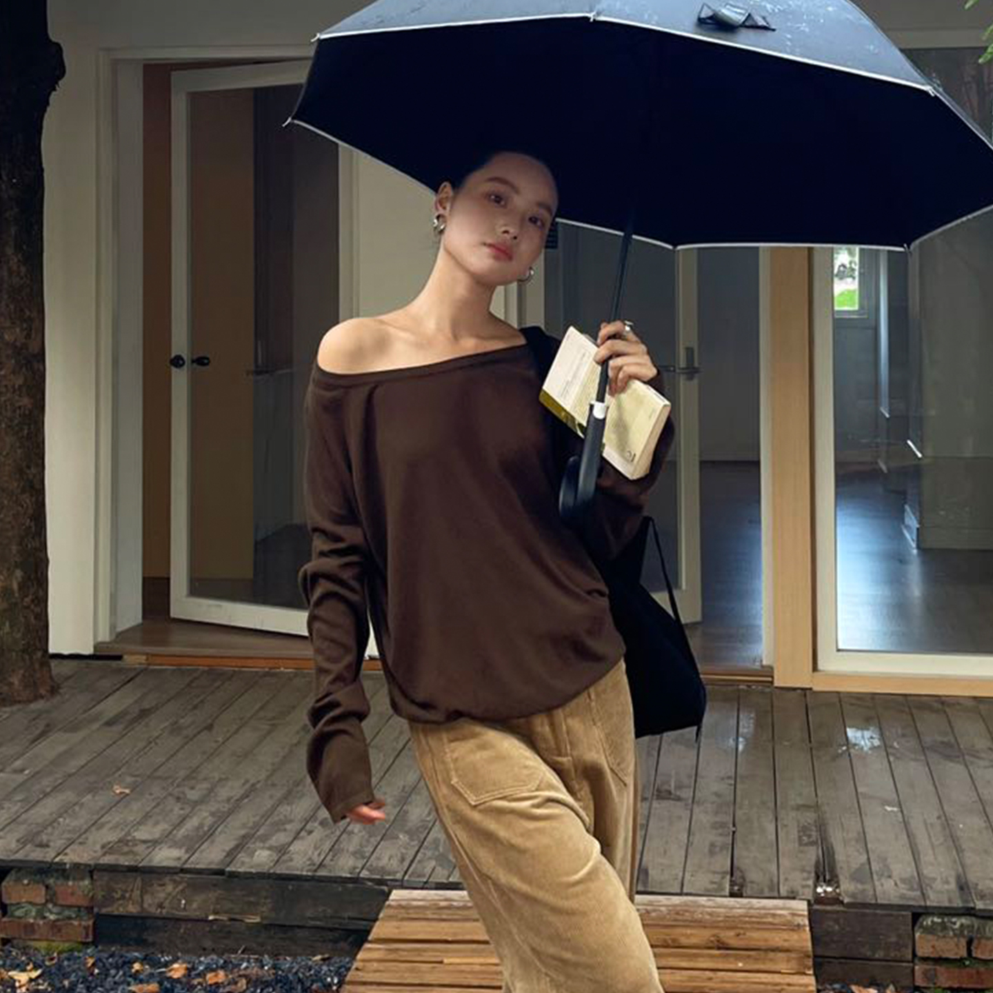 PURITYYH小众极简休闲针织衫女秋内搭外穿毛衣时尚大圆领长袖上衣