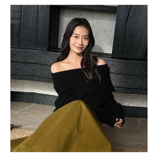 PURITY小众极简黑色一字领露肩羊毛毛衣女冬季显瘦宽松针织衫上衣