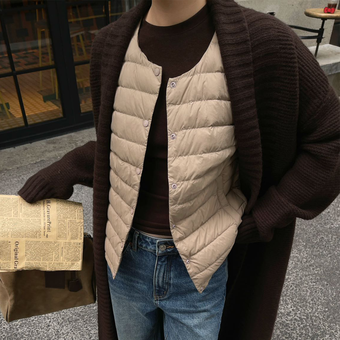 PURITYYH小众极简轻薄羽绒马甲外穿内搭圆领休闲叠穿背心薄款上衣