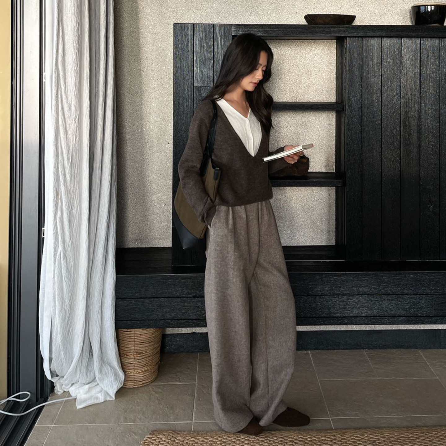 极简时尚冬季女慵懒感加厚羊毛毛呢高腰休闲裤垂感长裤软糯阔腿裤,女装/女士精品,牛仔裤,淘宝优惠券,粉丝福利购,淘宝优惠卷