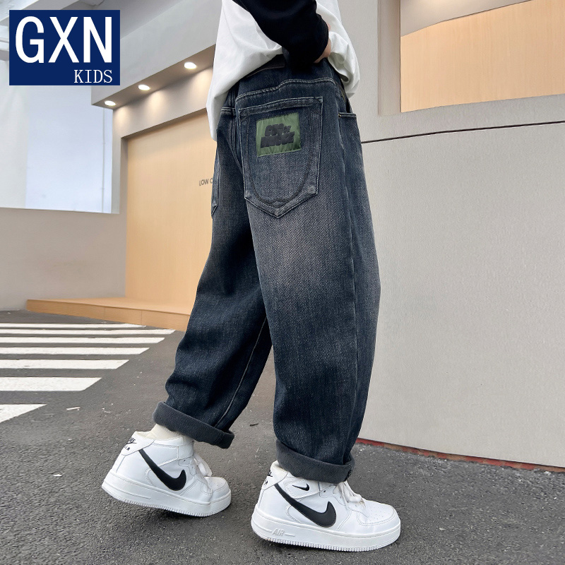 男童牛仔裤春秋装洋气时髦直筒裤