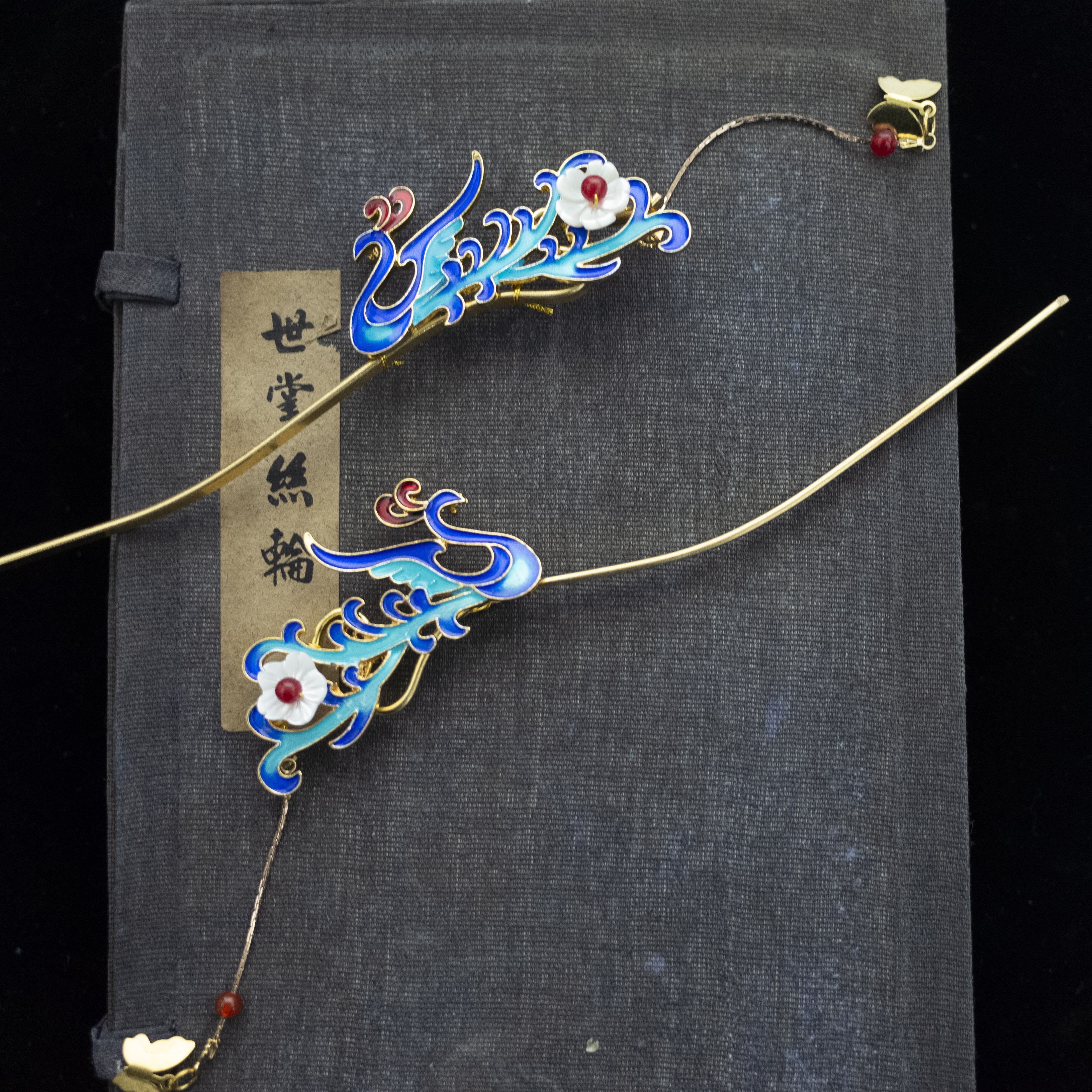 原创设计风景泰蓝汉服旗袍发簪