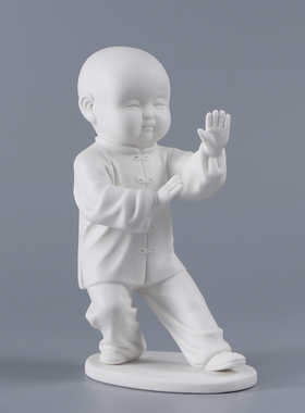 功夫小和尚中式风德化陶瓷件包邮