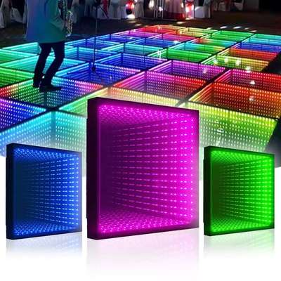 LED舞池瓷砖千层镜立体发光广告招牌rgb舞厅地板灯3D无限深渊镜子