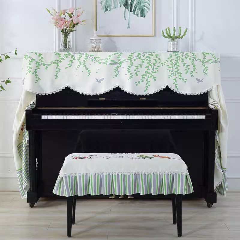 钢琴罩全罩新款北欧风钢琴套防尘罩半罩琴凳罩简约现代田园琴盖布
