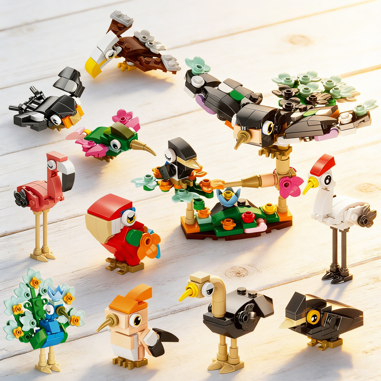 10合1儿童小动物积木diy创意摆件元旦礼物幼儿园益智力拼装玩具男