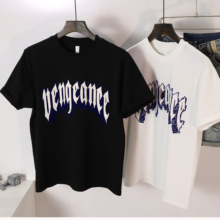 重磅半袖纯棉短袖T恤男款夏季复古宽松白色潮牌上衣印花休闲运动