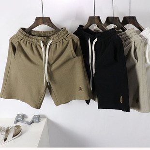系带运动卫裤 简约街头潮流短裤 潮牌全棉松紧休闲五分中裤 新品