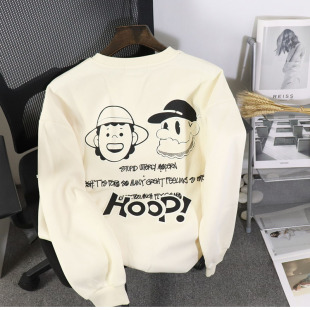 刺绣秋季 嘻哈 卫衫 宽松卫衣男情侣趣味潮流百搭长袖 港味 街头美式