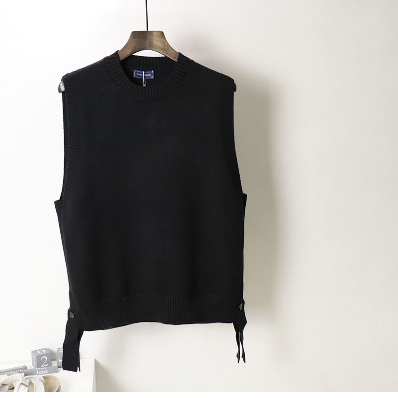 新品 宽松男士秋冬毛衣背心马甲针织羊毛无袖衫个性纽扣潮流坎肩