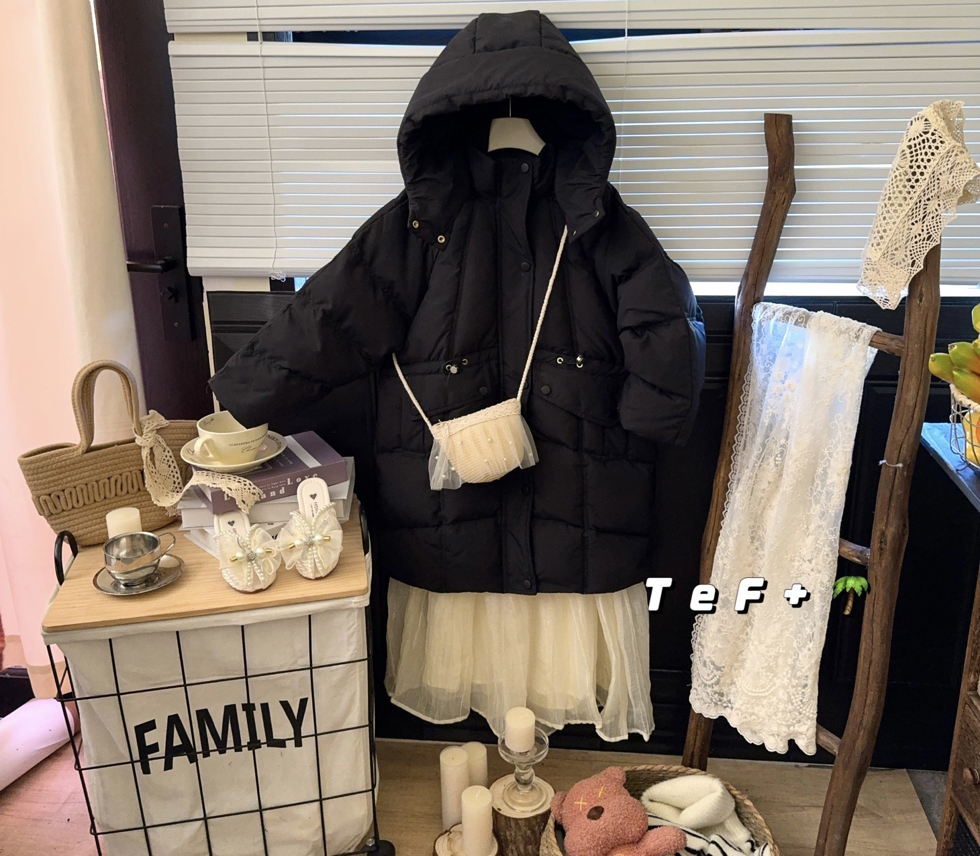女童2024新款冬款中长款韩版羽绒服大童女孩纯色连帽连帽加厚外套