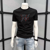 半袖 2025新款 T恤欧洲站潮流时尚 简约百搭圆领上衣服修身 男士 短袖