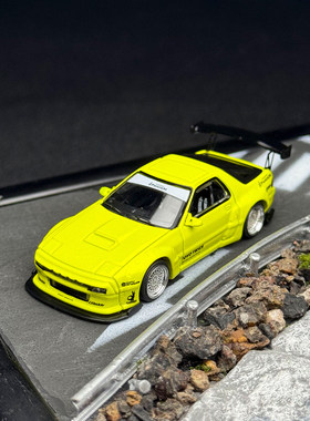 TW TarmacWorks 1:64 Pandem 马自达 RX7 FC3S 黄色 合金汽车模型