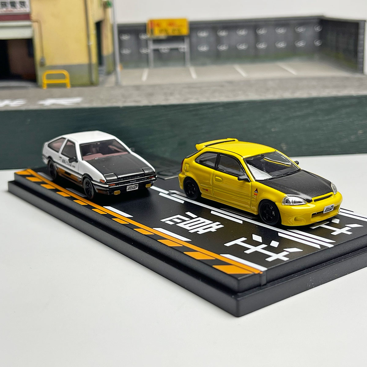 黄色本田合金汽车模型64比例