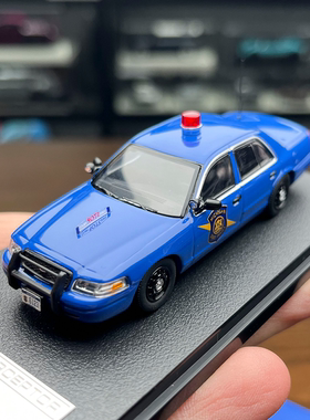 现货 Rollin 1:64 福特CV 维多利亚 密歇根州警 巡逻车 合金车模