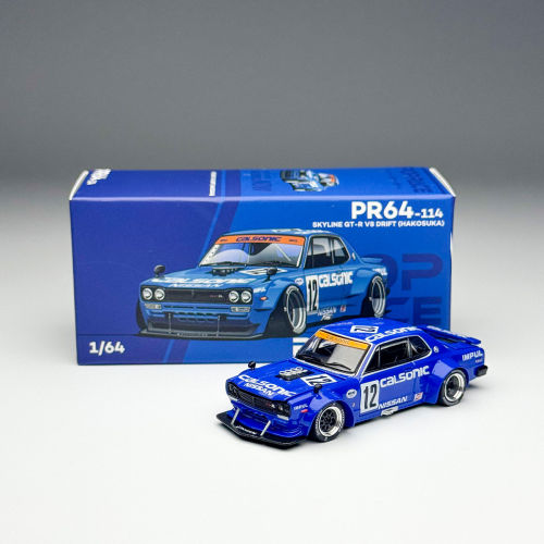 POPRACE 1:64 尼桑 SKYLINE GT-R V8 CALSONIC涂装 合金汽车模型