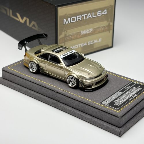 MORTAL 1:64 日产S14 GT-SPEC V1 沙漠金定制色 合金汽车模型