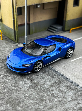 现货 BBR 1:64 法拉力 跃马 296 GTB Ferrari 蓝色 合金汽车模型