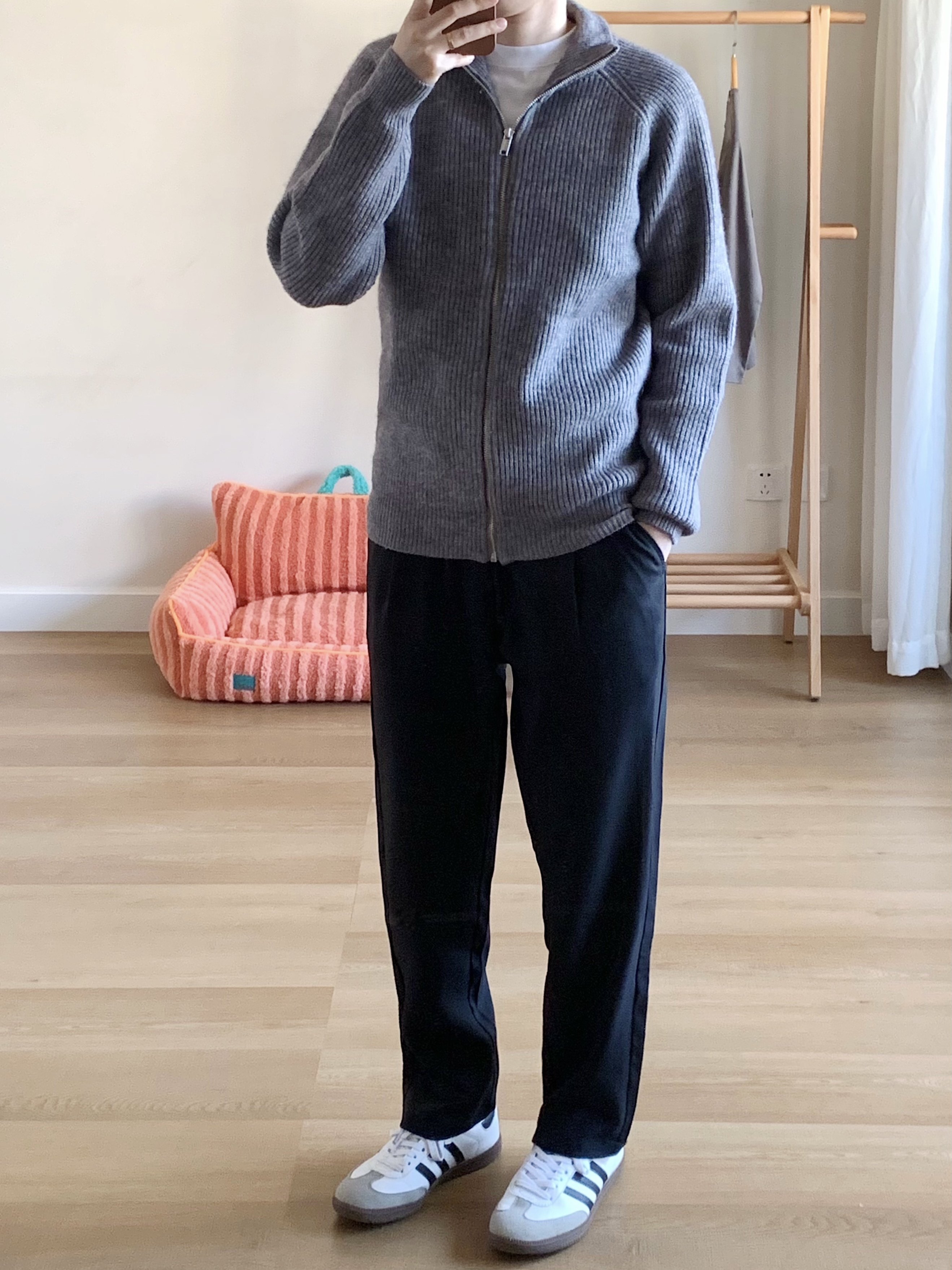 UAZC BRAND 日系插肩牛角袖立领拉链款毛衣外套男女同款开衫外搭