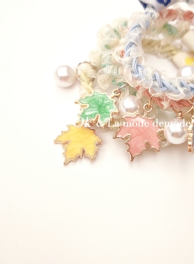 枫叶发饰！春天色夏季小清新森系橡皮筋头绳女生森系发绳儿童头套