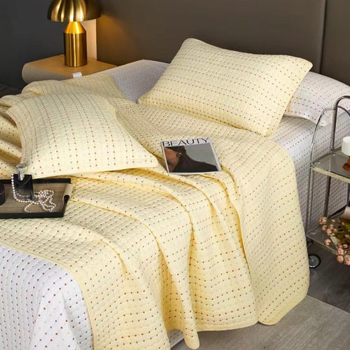 韩式米粒绣双面纯棉床盖三件套