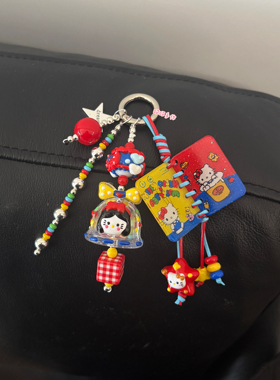 原创手绘hellokitty铃铛ccd卡通串珠手机链包包挂饰挂件钥匙扣