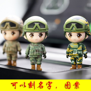 曾小萌 兵小萌军人男生手办公仔车摆件兵哥哥退伍纪念品军恋礼物