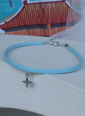 BABY蓝元气少女款简约皮质choker