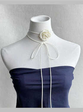 清纯立体花朵系带颈花颈花颈链女