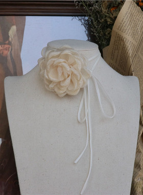 手工大花朵项圈长款系带女锁骨链