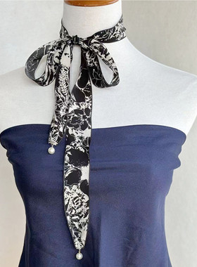 雪纺长款系带女水墨画多种用法