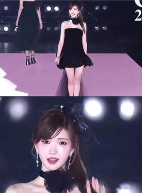 设计感网纱花朵颈花小众黑色项圈