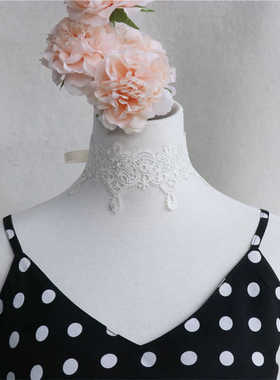 短款宽边蕾丝锁骨项链遮颈纹疤痕