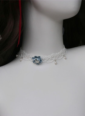 温柔白色甜美蕾丝花朵项圈锁骨链