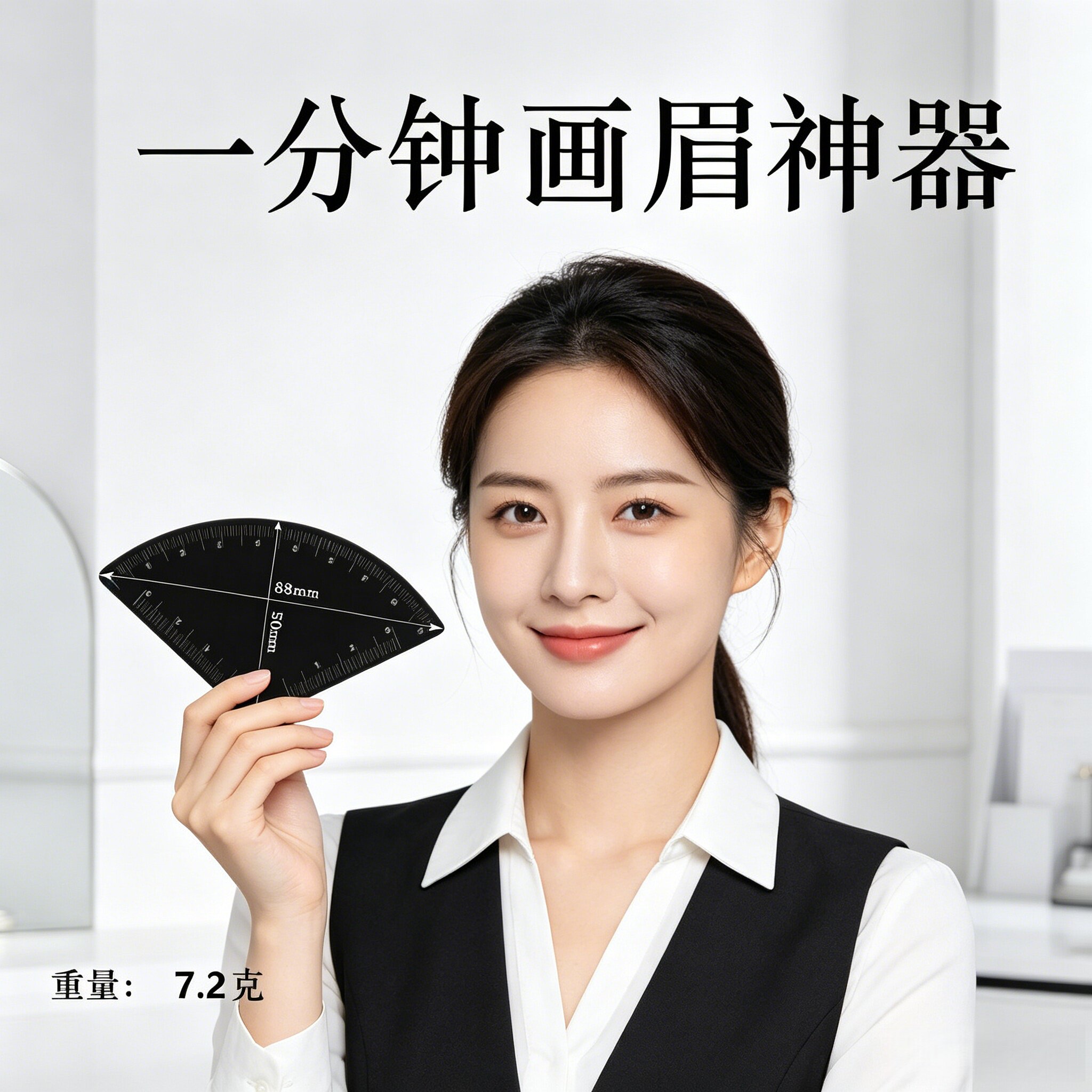 新款画眉神器初学者工具铁尺对称三点定位量眉尺眉型设计纹绣用品