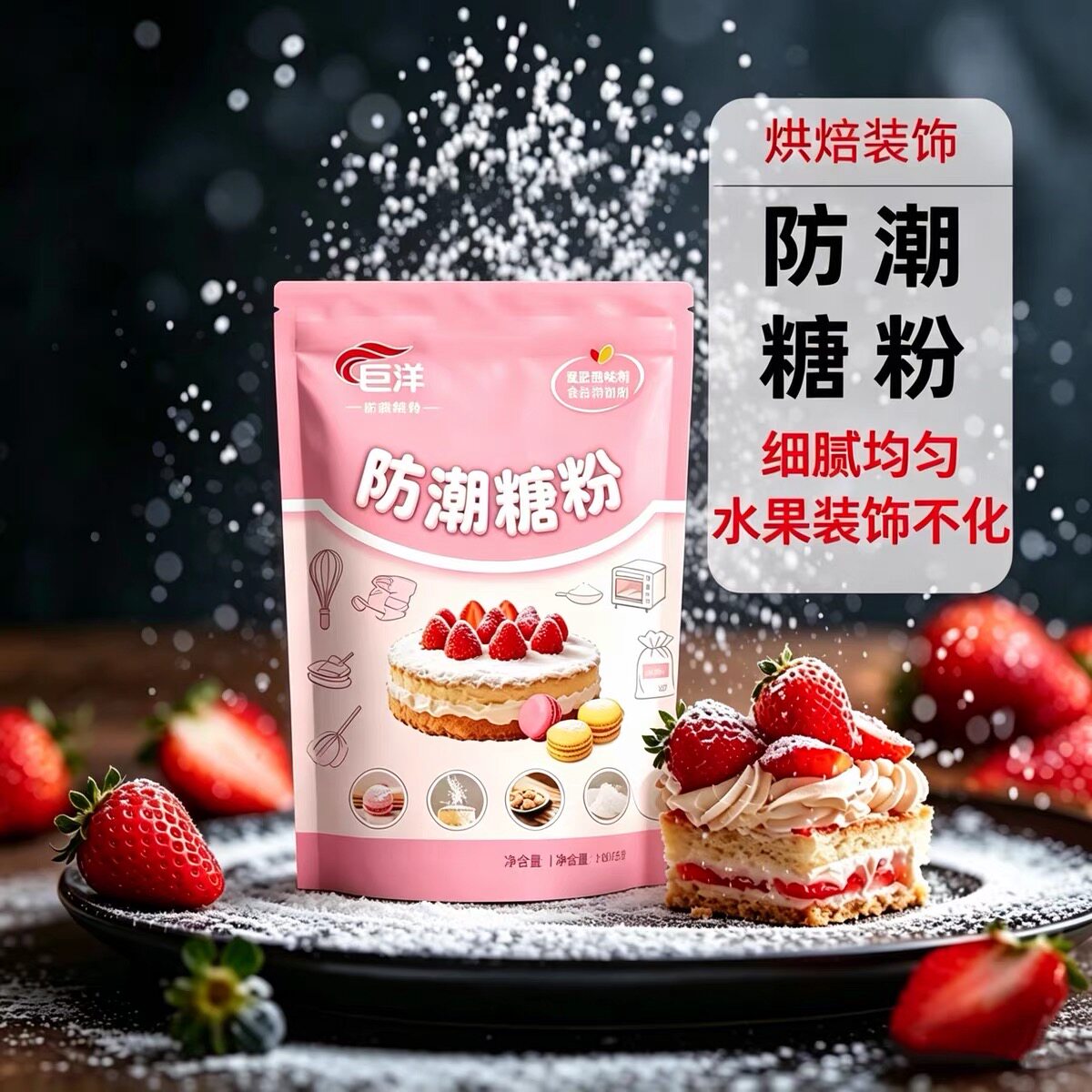 巨洋防潮糖粉456g不结块细砂糖霜蛋糕饼干甜品面包装饰烘焙原料