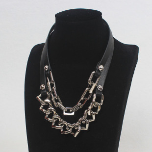 22FW 小众自制品牌颈链皮质拼接辣妹锁骨项圈