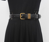 女士真皮复古字母指环铜扣腰带饰牛仔裤 百搭ins风皮带女小众风格