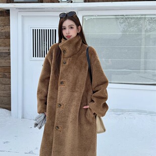 浅布调秋冬【大被子】长款宽松羊羔毛麂皮两穿皮毛一体大衣外套女