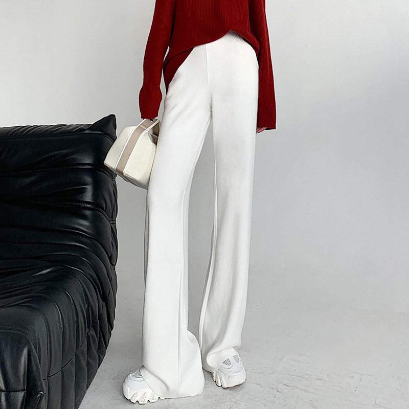 浅布调高个子加长裤秋冬直筒高腰宽松垂感细针织拖地白色阔腿裤女,女装/女士精品,休闲裤,淘宝优惠券,粉丝福利购,淘宝优惠卷